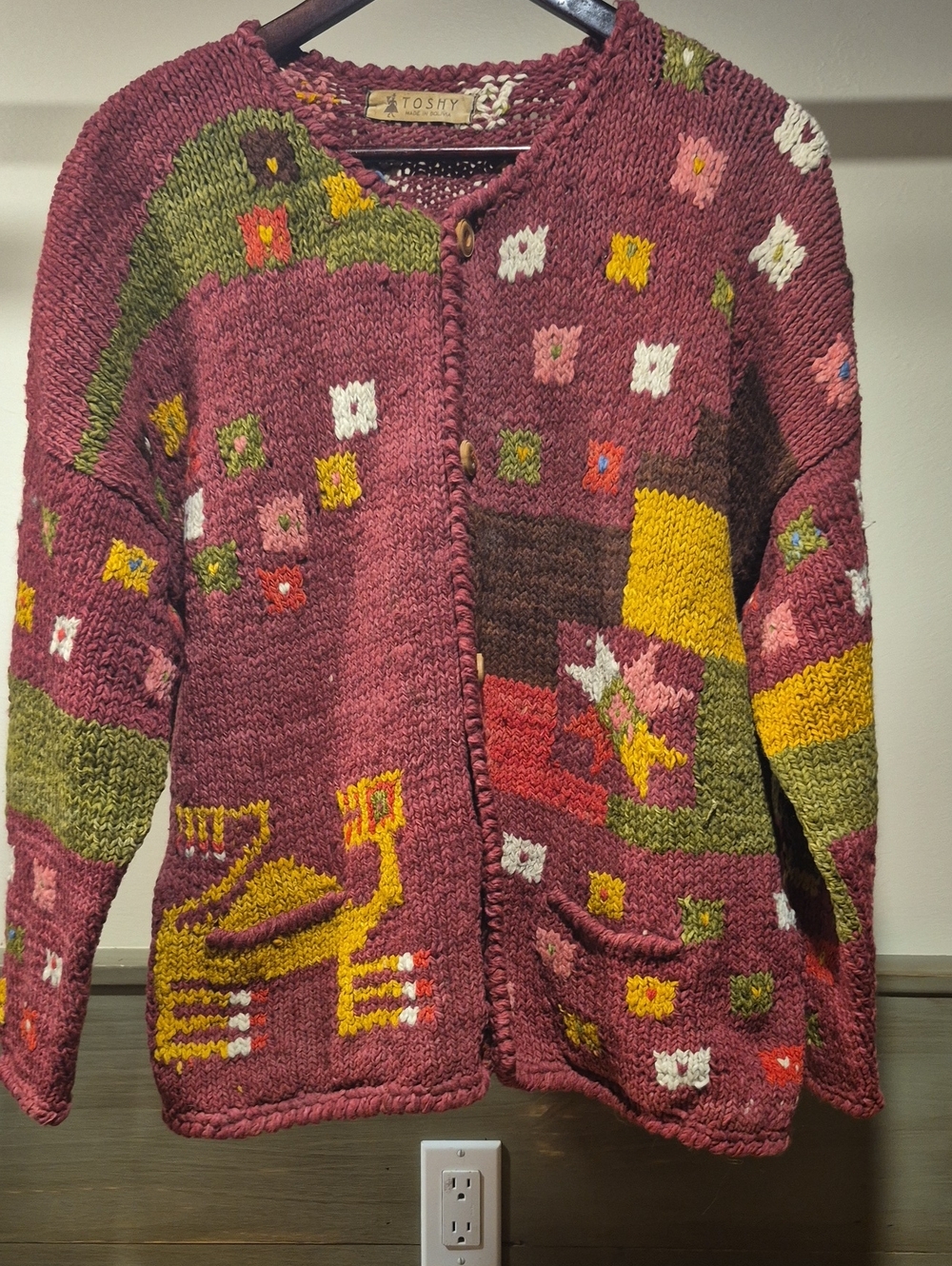 Women's Mauve Patchwork Knit Cardigan Sweater